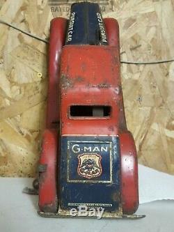 1930s Marx G Man Pursuit Car Working Solid police federal agent F. B. I. WIND UP