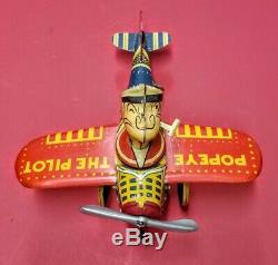 1930s Marx Popeye the Pilot Airplane Wind-up Earlier Version Working
