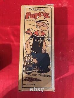 1930s VINTAGE TIN WIND UP MARX WALKING POPEYE WITH PARROT CAGES Original Box