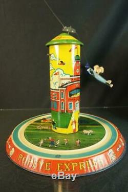 1936 Marx Popeye Fliers Olive Oyl Tin Wind Up Toy With Original Box Working