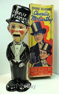 1938 Charlie McCarthy Marx Tin Wind-Up Walker With Rare Org. Box Great Toy