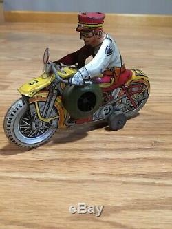 1938 Marx Tin Toy Wind-up Police Motorcycle