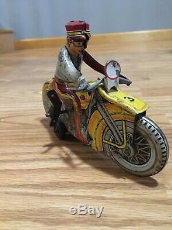1938 Marx Tin Toy Wind-up Police Motorcycle