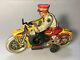 1938 Marx Tin Toy Wind-up Police Motorcycle siren, Works Great
