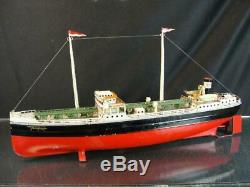 1940's Fleischmann German Esso Oil Tanker Tin Clockwork Wind Up Toy Boat Ship