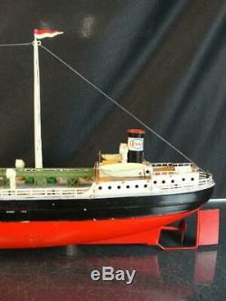 1940's Fleischmann German Esso Oil Tanker Tin Clockwork Wind Up Toy Boat Ship