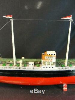 1940's Fleischmann German Esso Oil Tanker Tin Clockwork Wind Up Toy Boat Ship