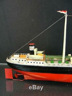 1940's Fleischmann German Esso Oil Tanker Tin Clockwork Wind Up Toy Boat Ship