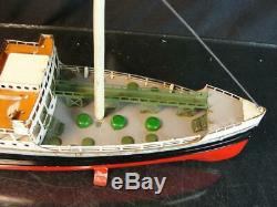 1940's Fleischmann German Esso Oil Tanker Tin Clockwork Wind Up Toy Boat Ship