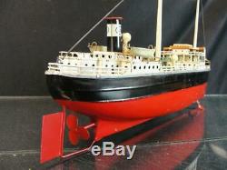 1940's Fleischmann German Esso Oil Tanker Tin Clockwork Wind Up Toy Boat Ship