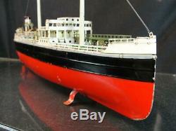 1940's Fleischmann German Esso Oil Tanker Tin Clockwork Wind Up Toy Boat Ship