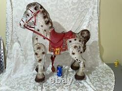 1940's MOBO Working Bronco Metal Riding Toy Horse England Wheels in Nice Shape