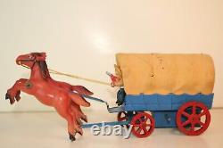 1940's Made in Japan Celluloid and Tin Windup Covered Wagon With Box, Nice