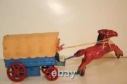 1940's Made in Japan Celluloid and Tin Windup Covered Wagon With Box, Nice