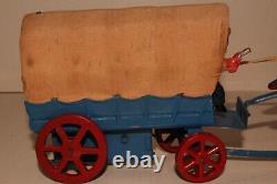 1940's Made in Japan Celluloid and Tin Windup Covered Wagon With Box, Nice