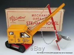 1940's Near Mint COURTLAND STEAM SHOVEL #5200 Tin Litho Wind Up in Box