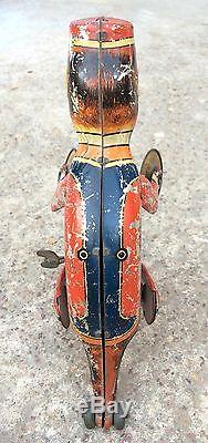 1940's VINTAGE WIND UP MT TM MONKEY PLAYING CYMBAL LITHO TIN TOY-WORKING, JAPAN