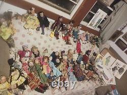 1940s Marionette Puppet Lot Of 44 Pieces With Original Illustrations Of Dolls NR