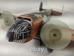 1940s Marx Toys Tin Litho Military ARMY Prop Plane Airplane Friction Camouflage