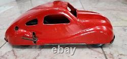 1940s Red NYLINT PRESSED STEEL WIND-UP CAR 13 1/2 IN LONG