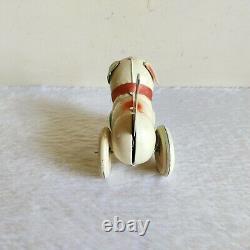 1940s Vintage Dog Playing With Ball Mechanical Pull Tail Tin Toy Decorative