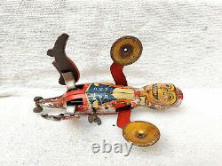 1940s Vintage MT T. M. Monkey Playing Cymbal Litho Clockwork Windup Tin Toy Japan