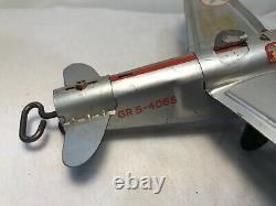 1940s Vintage Unique Art Wind Up Sky Ranger GR 5-4065 Tin Toy Plane