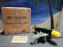 1949 Panther Jet Fighter Windup Toy Plane Original Box Woodette's Rare WORKS
