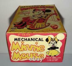 1950'sDISNEYKNITTINGMINNIE MOUSE IN ROCKING CHAIRLITHOGRAPHED TIN TOY+BOX SET