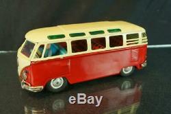 1950's Bandai Japan Made Volkswagen Bus Tin Battery Op 9.5 Original Toy Vintage