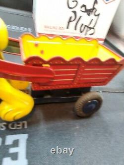 1950's Disney Pluto cart lineMar Toy Japan Wind-Up Tin Toy Working J-1114