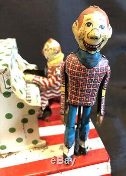 1950's Marx Linemar HOWDY DOODY with Clarabell Piano Band Tin Windup Toy litho TV