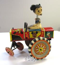 1950's Marx Tin Litho Mickey Mouse Bobblehead Wind Up Dispey Car