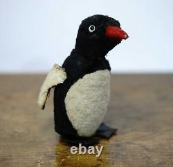 1950's Tin Toy German GDR Wind Up Walking Polar Penguin Plush Glass Eyes 5'