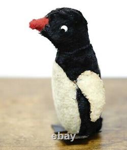 1950's Tin Toy German GDR Wind Up Walking Polar Penguin Plush Glass Eyes 5'