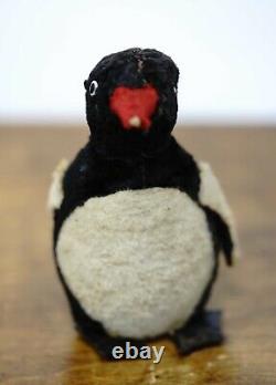 1950's Tin Toy German GDR Wind Up Walking Polar Penguin Plush Glass Eyes 5'