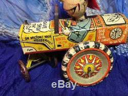 1950's VG Antique Vintage Marx Milton Berle Wind-up Tin Toy Car WORKS low res