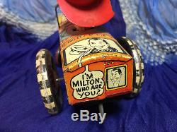 1950's VG Antique Vintage Marx Milton Berle Wind-up Tin Toy Car WORKS low res