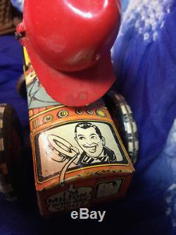 1950's VG Antique Vintage Marx Milton Berle Wind-up Tin Toy Car WORKS low res