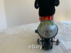 1950's Vintage Wind Up Mechanical With Bell Tin Toy Gay 90's Cyclist In Box