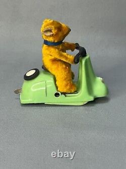 1950s German GDR Vintage Toy Teddy Bear Motorcycle Scooter Tricycle Wind up