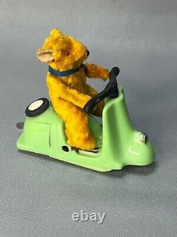 1950s German GDR Vintage Toy Teddy Bear Motorcycle Scooter Tricycle Wind up