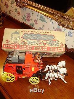 1950s Ideal Toy Corp. Fix-it Stage Coach + Accessories Complete Mint Cond