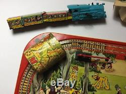 1950s Orig. Walt Disney Mechanical Train Set with2 Boxes Vintage Tin Litho Wind-Up