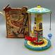 1950s Unique Art SAIL AWAY MUSICAL Tin Wind Up Toy Carousel BOAT Vintage NO Work