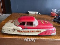 1950s Vintage Marx Fire Chief Tin Litho Friction Car