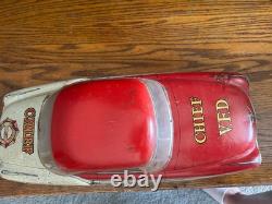 1950s Vintage Marx Fire Chief Tin Litho Friction Car