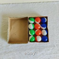 1950s Vintage Plastic Ball Toys 12 Pcs In Cardboard Box Decorative CB531