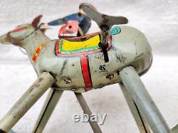 1950s Vintage Rare CK Trademark Cow Boy See Saw Litho Windup Tin Toy Japan