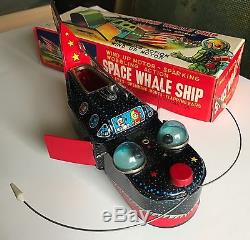 1950s Vintage Yoshiya KO Space Whale Ship Wind-up Tin Toy Made In Japan